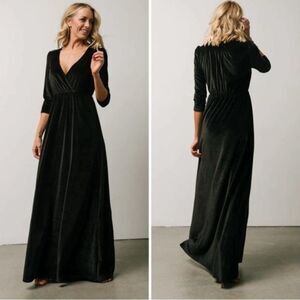 NWT Baltic Born Black Sofia Velvet Maxi Dress Size Extra Small